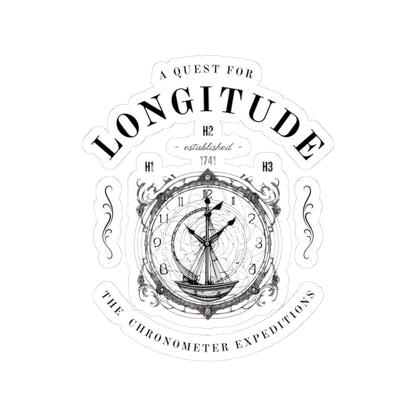 The Longitude Explorers FOM 9 kiss-cut sticker with navigation-themed artwork