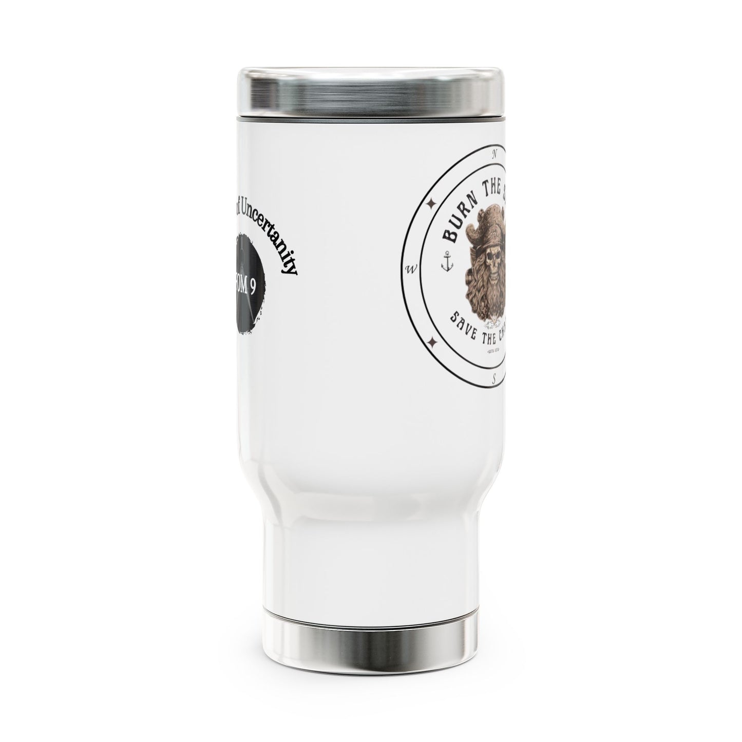 Burn the Ships/Save the Charts FOM 9 - Stainless Steel Travel Mug with Handle, 14oz