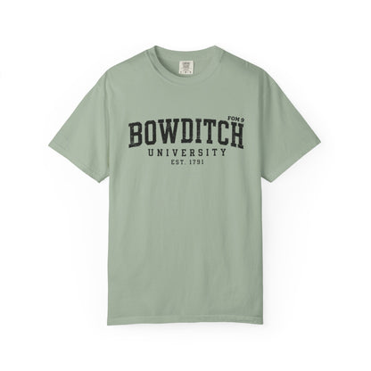 Bowditch University FOM 9 graphic tee with Nathaniel Bowditch navigation design